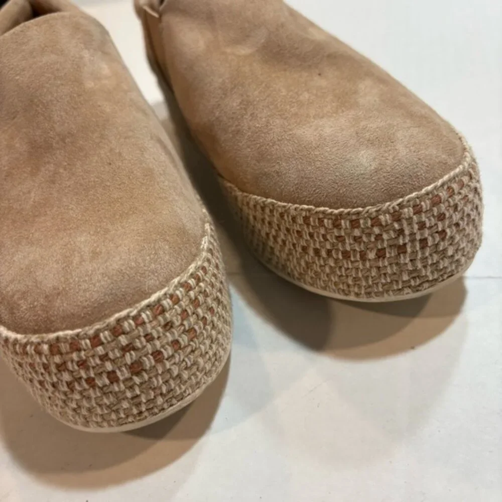 Vince WILDEN Slip On Espadrille Sneakers Size 7.5 Tan Suede Platform Casual Boho